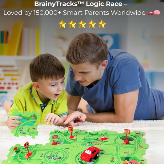 BrainyTracks™ Montessori Logic Race Car Puzzle – Educational Slot Track Toy for Kids (Ages 3-8)